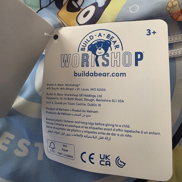 NWT Bluey Build-a-Bear Carrier/Drawstring Bag, Unisex, Purple/Blue/Yellow - Picture 6 of 7